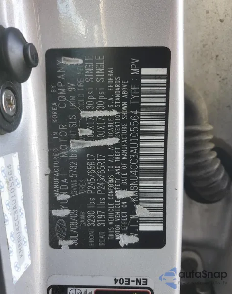 2010 Hyundai Veracruz Gls from USA, damaged, VIN KM8NU4CC3AU105564